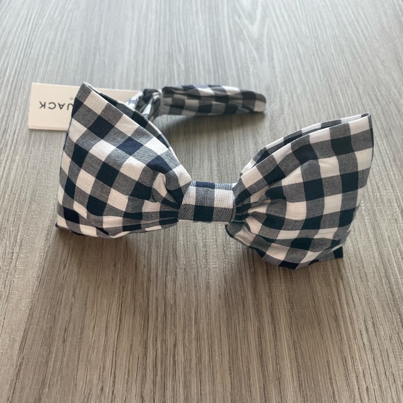 NWT Janie and Jack Gingham Bow Headband Navy One Size - Picture 3 of 5
